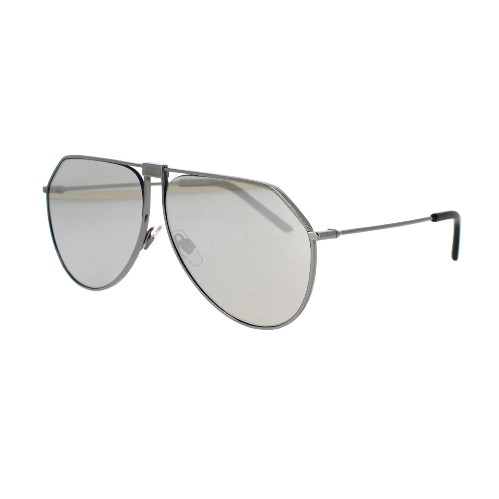 Dolce & Gabbana Gunmetal Grey Solglasögon med Ljusgrå Spegellinser Gray, Dam