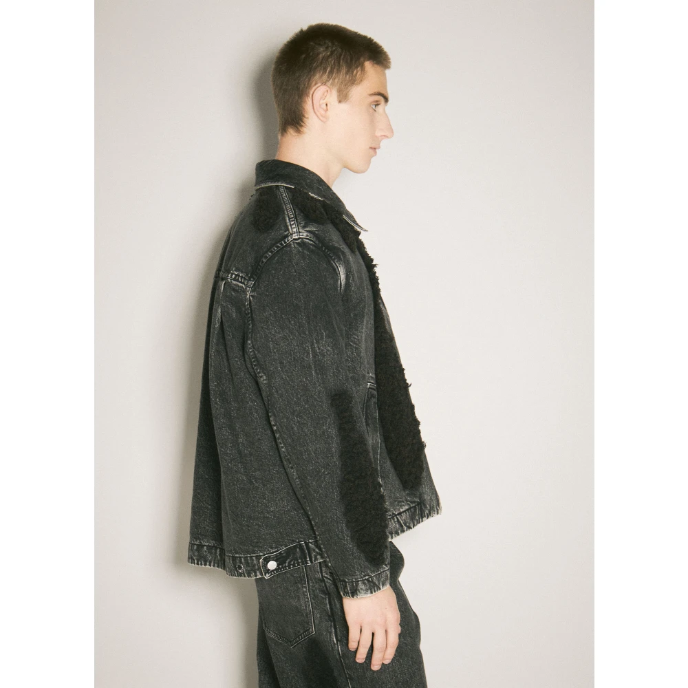 Song for the Mute Denim Zip-Up Jack met Terry Panelen Black Heren