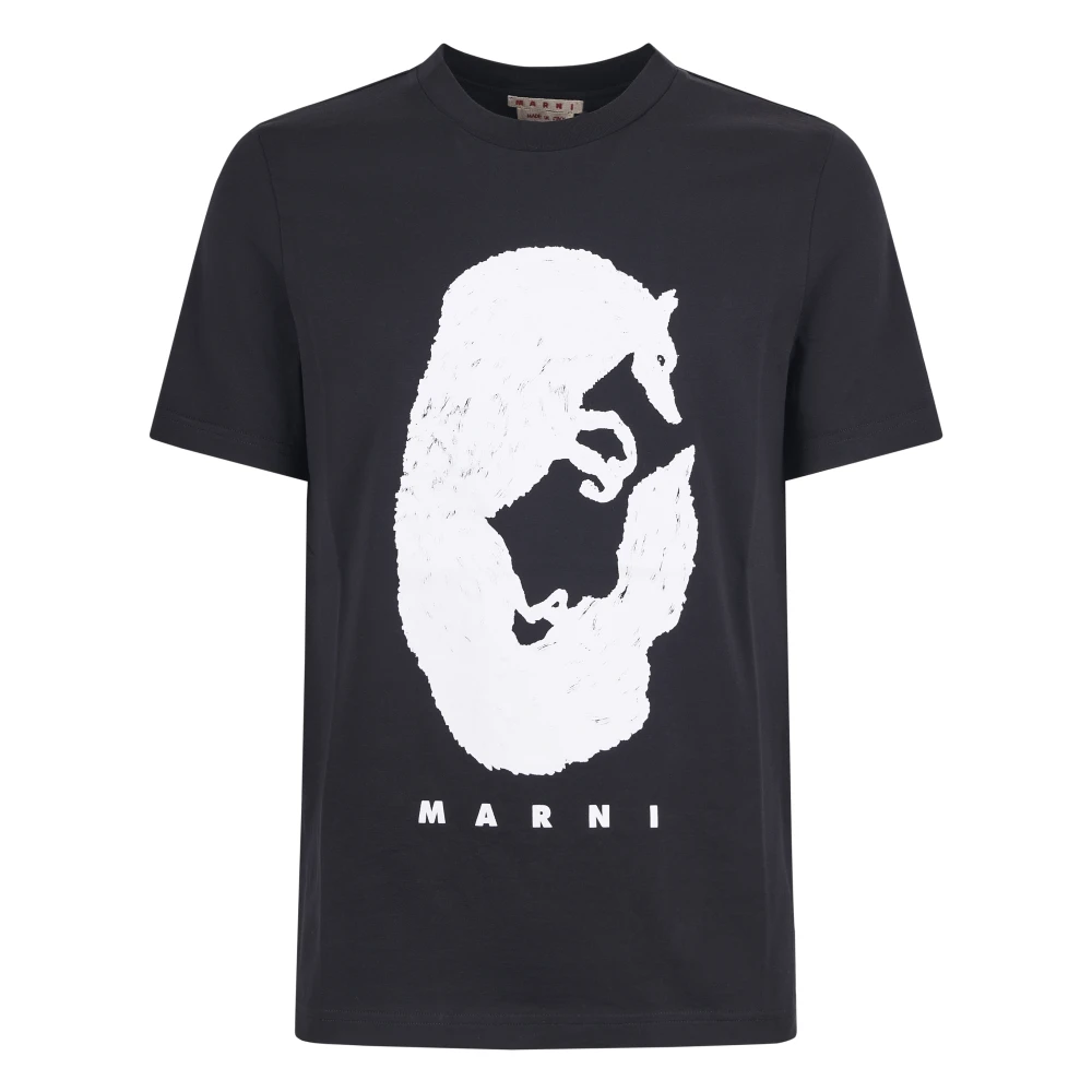 Marni Uomo Nero Nera T-Shirt Polos Elegante