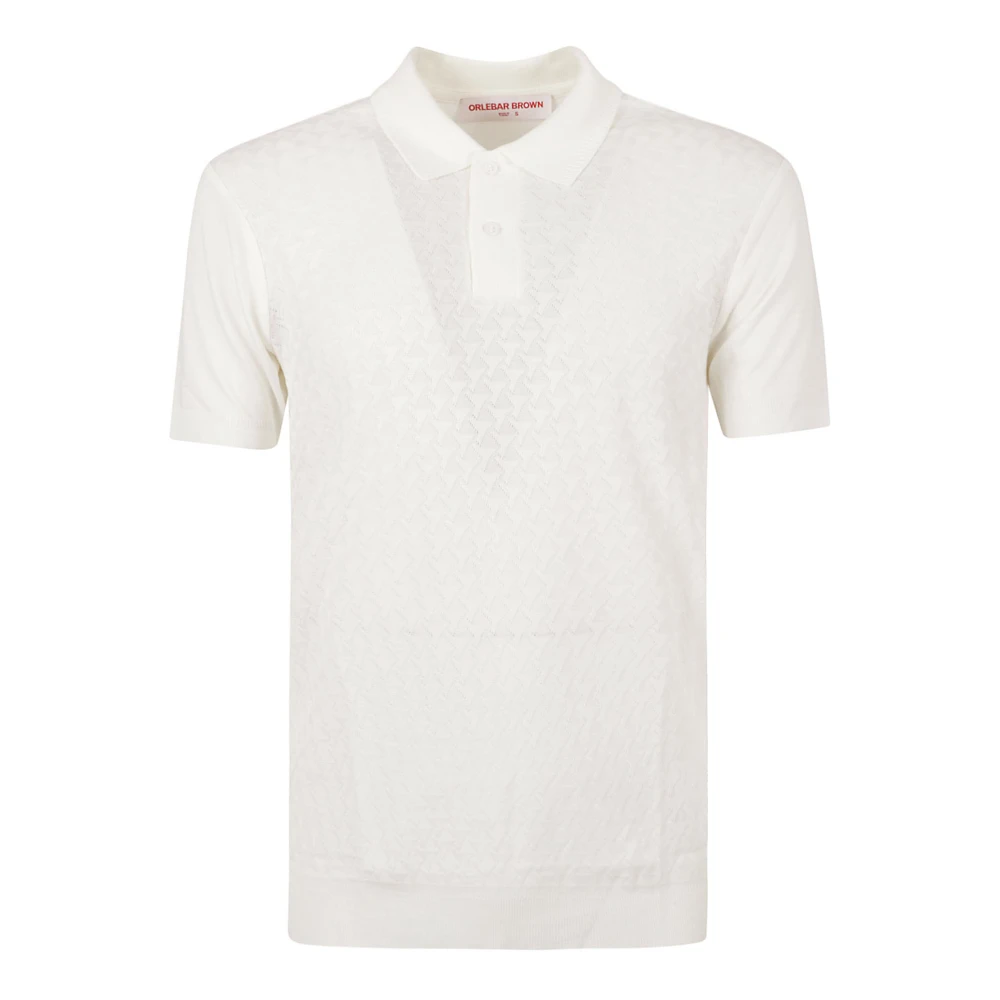 Orlebar Brown Vit Stickad Polo Jarrett Jacquard White, Herr