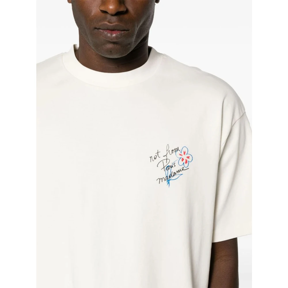 Drole de Monsieur Esquisse Cream T-shirts en Polos White Heren
