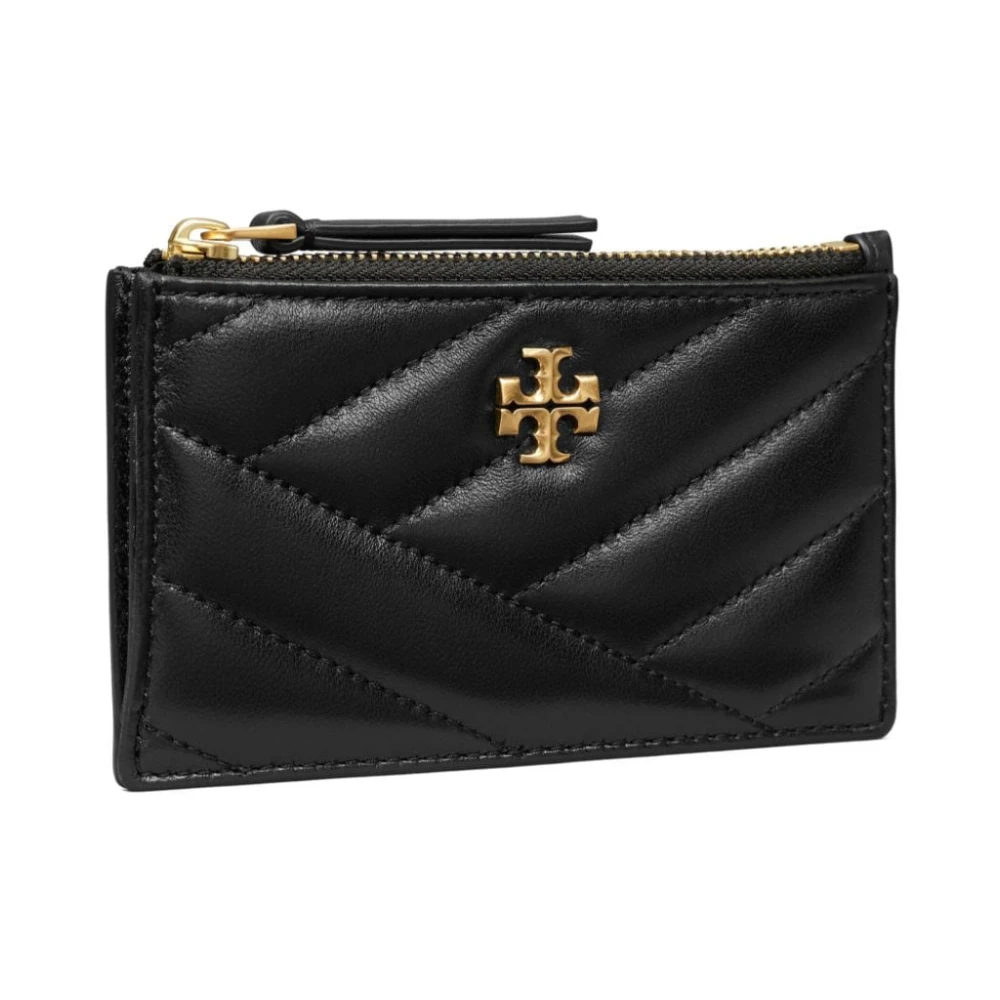 TORY BURCH Zwarte Chevron Zip Kaarthouder Portemonnees Black Dames