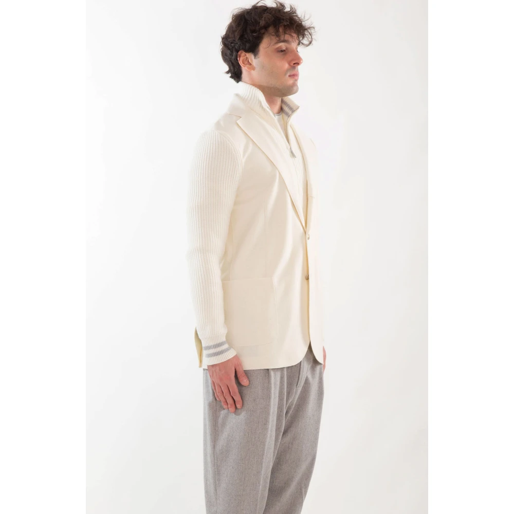Eleventy Ribbed Sleeves Layered Blazer White Heren