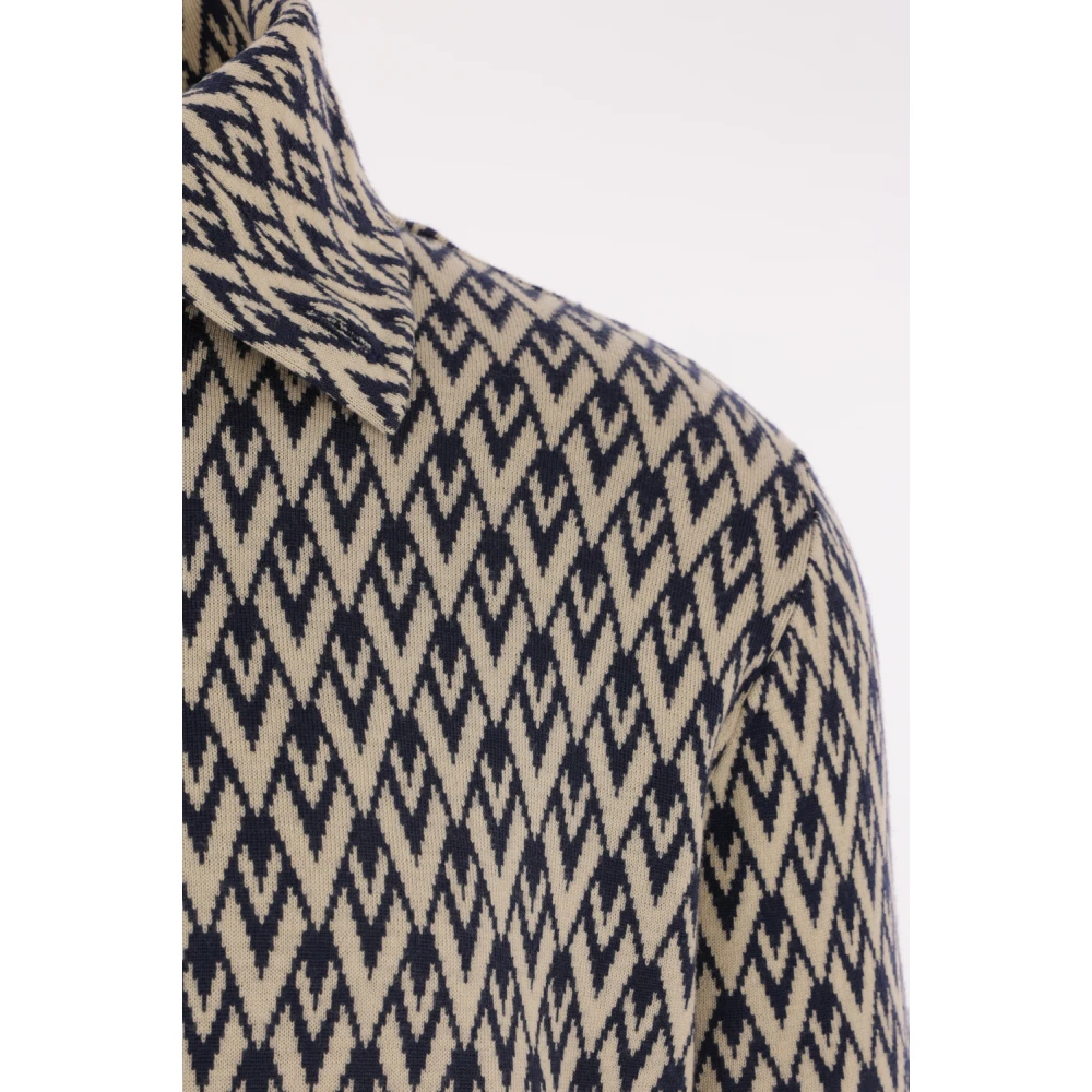 Valentino Garavani Jacquard Cardigan Sweaters Blue Heren