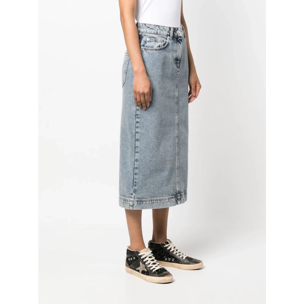 Moschino Denim Rok met Voorsluiting Blue Dames