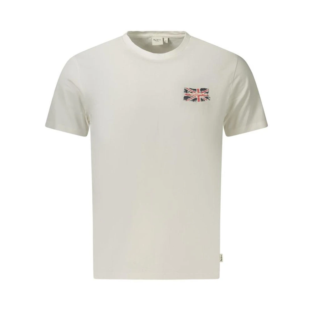 Pepe Jeans Men's White T-Shirts, Xl, Bianco Cotton Crew Neck T-Shirt