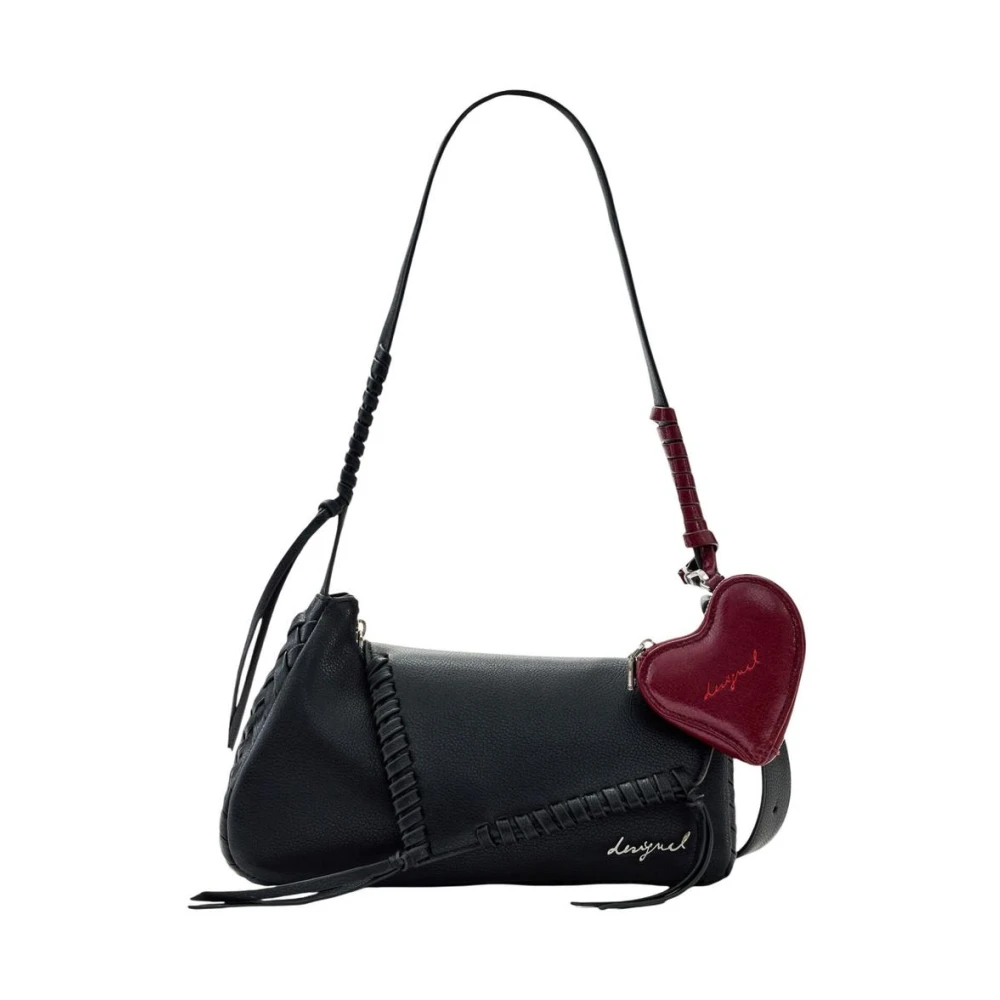 Desigual Vrouw Zwart Tassen Dames, One Size, Leer, Polyurethaan Handtas Met Gedetailleerde Afwerking