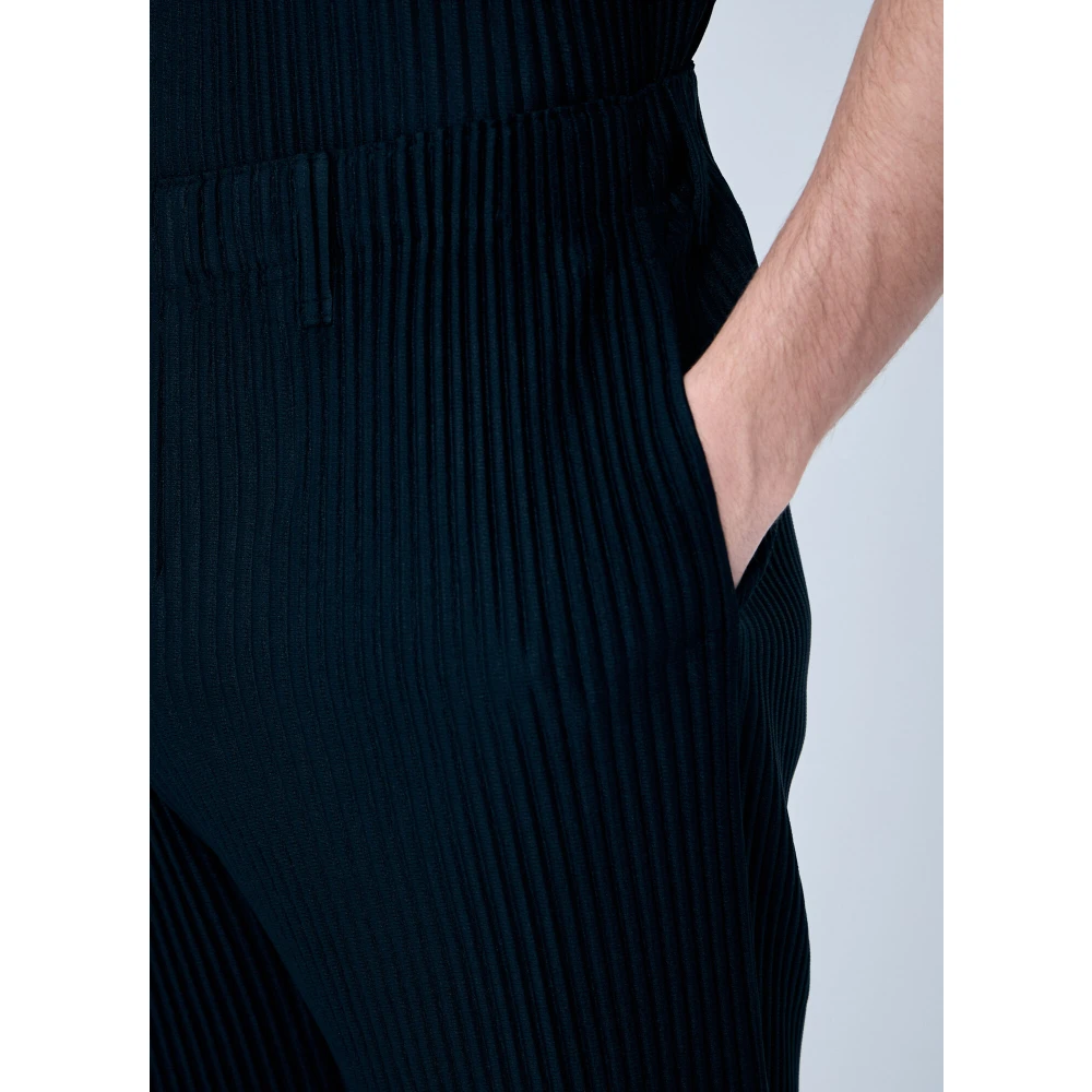 Issey Miyake Elastische Taille Geplooide Broek Black Heren