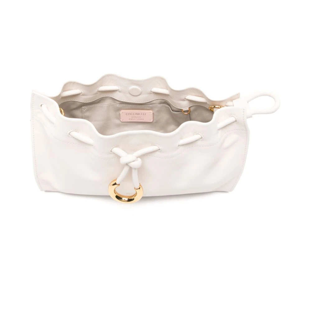 Coccinelle Witte Trekkoord Schoudertas White Dames