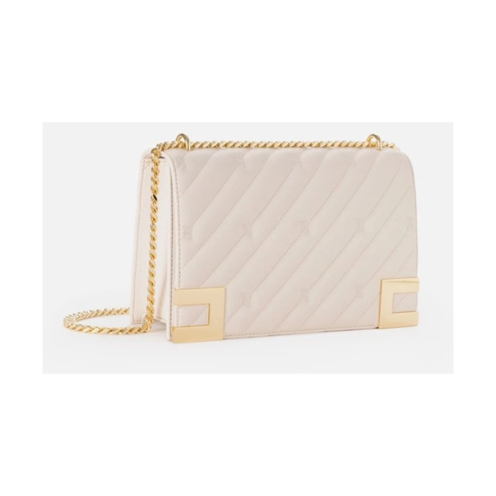 Elisabetta Franchi Ivoorwit leren schoudertas Beige Dames