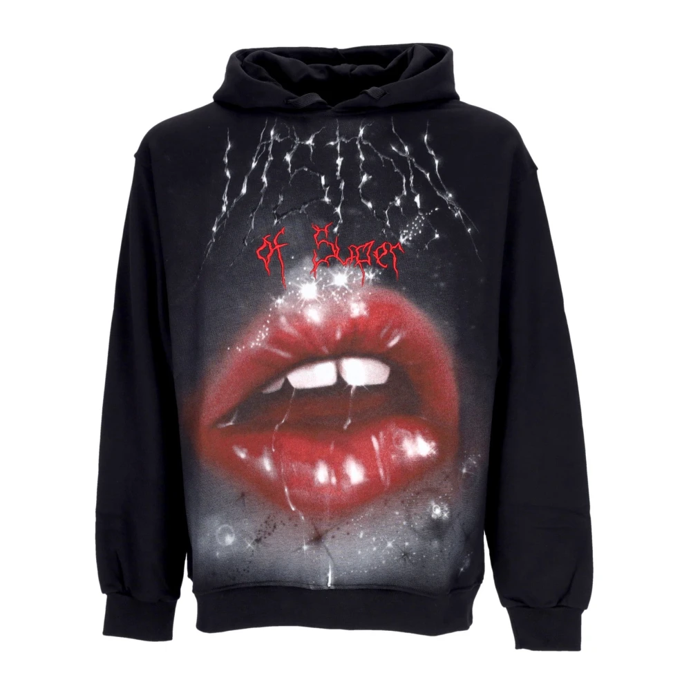 Vision Of Super Men's Black Hoodies, L, Rock Mouth Print Hoodie