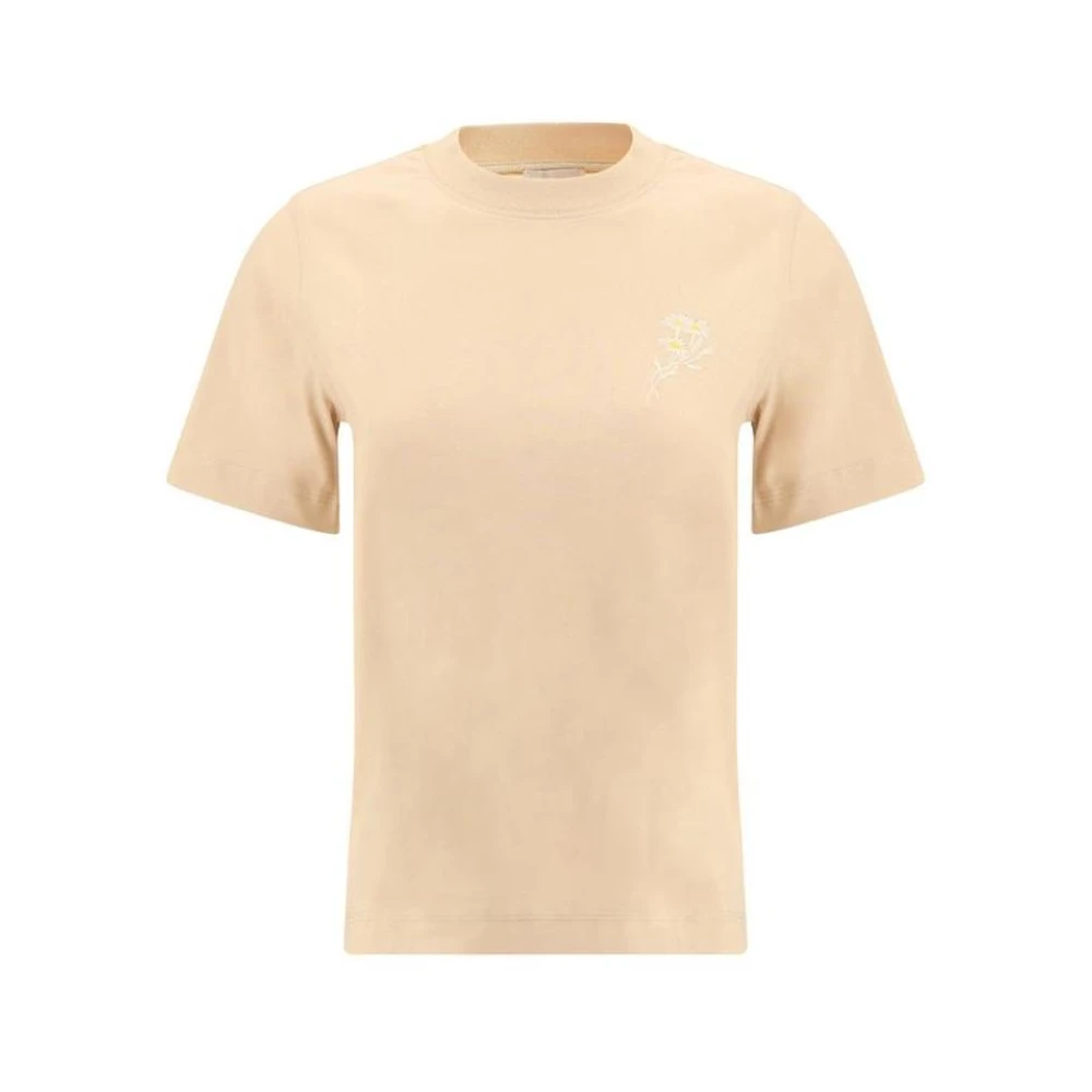 Burberry Bloemenlogo Crew Neck T-shirt Beige Dames