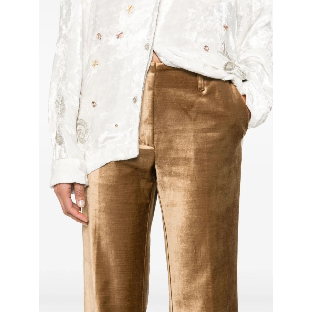 Forte Flared fluwelen broek Yellow Dames