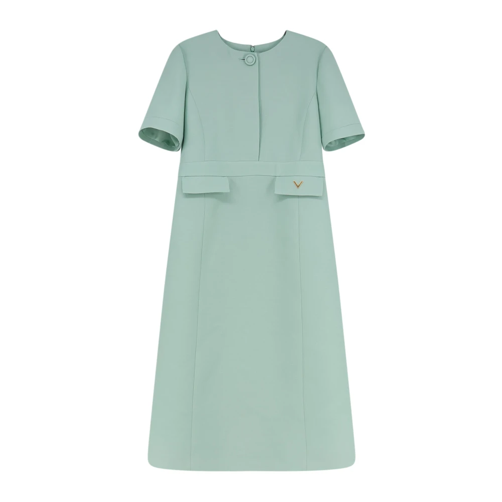 Valentino Women's Green Midi Dresses, L, Crepe Couture Midi Dress
