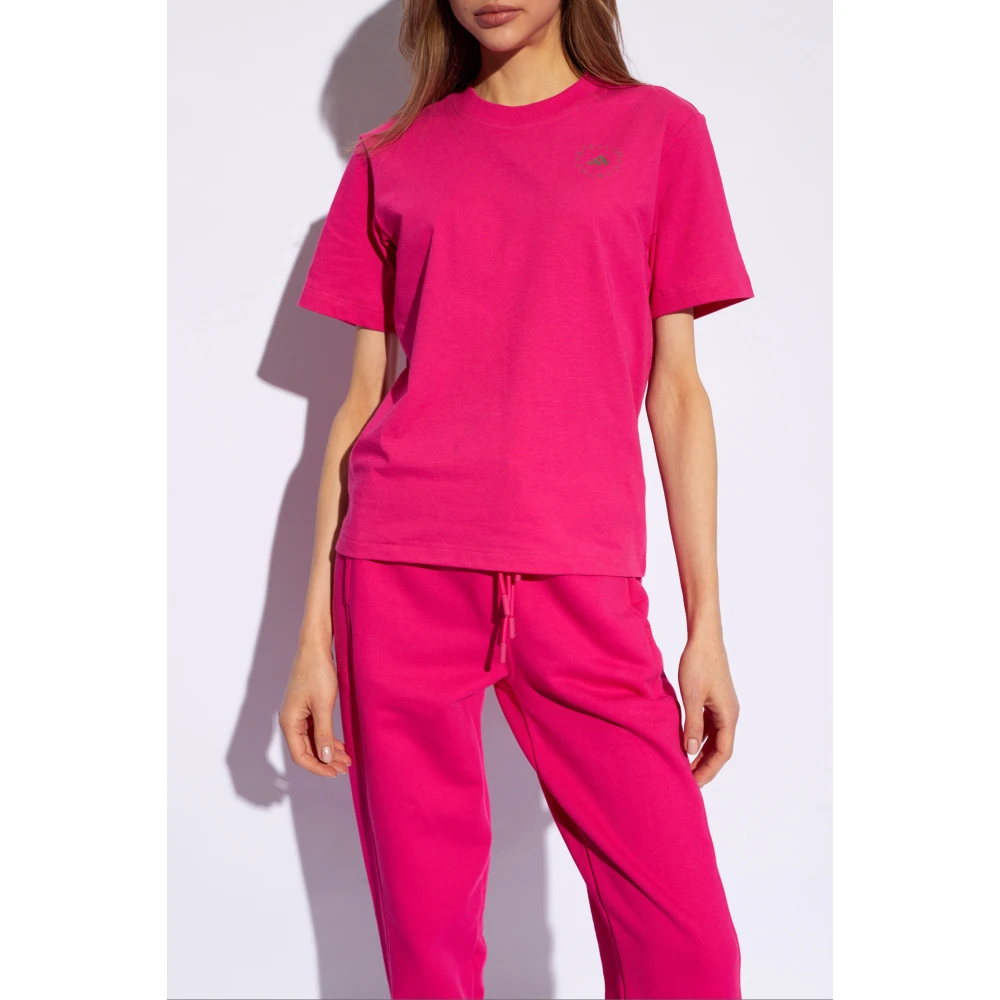 adidas by stella mccartney T-shirt met logo Pink Dames