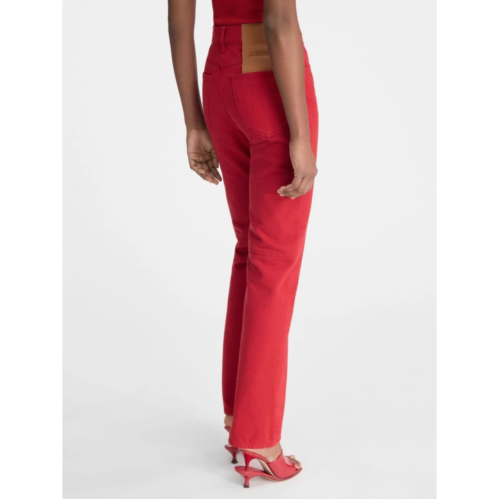 Jacquemus Rode Straight Leg Jeans Red Dames