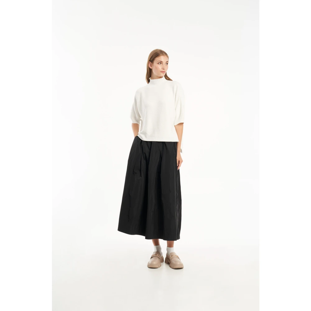 Vicario Cinque Maxi Rok in Memory Taffeta met Zijzakken Black Dames