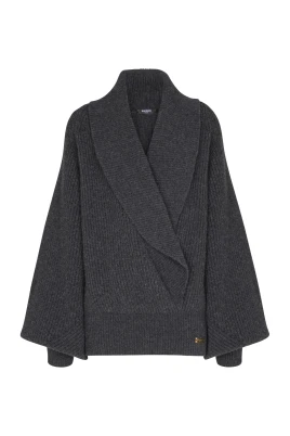 Oversized wrap stickad tröja