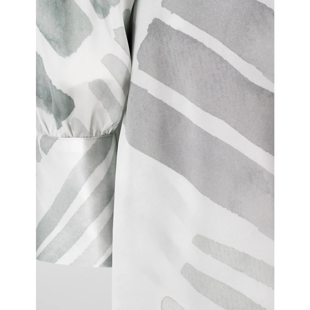 Kiton Zijden Bedrukte Mandarin Kraag Jurk Gray Dames