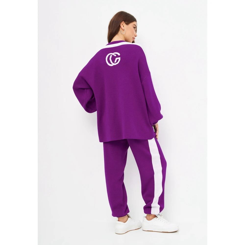 Cesare Gaspari CG Gebreide Jogger set Paars Purple Dames