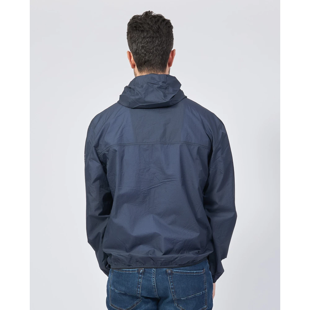 Ecoalf Blauwe jas met capuchon en ritszakken Blue Heren