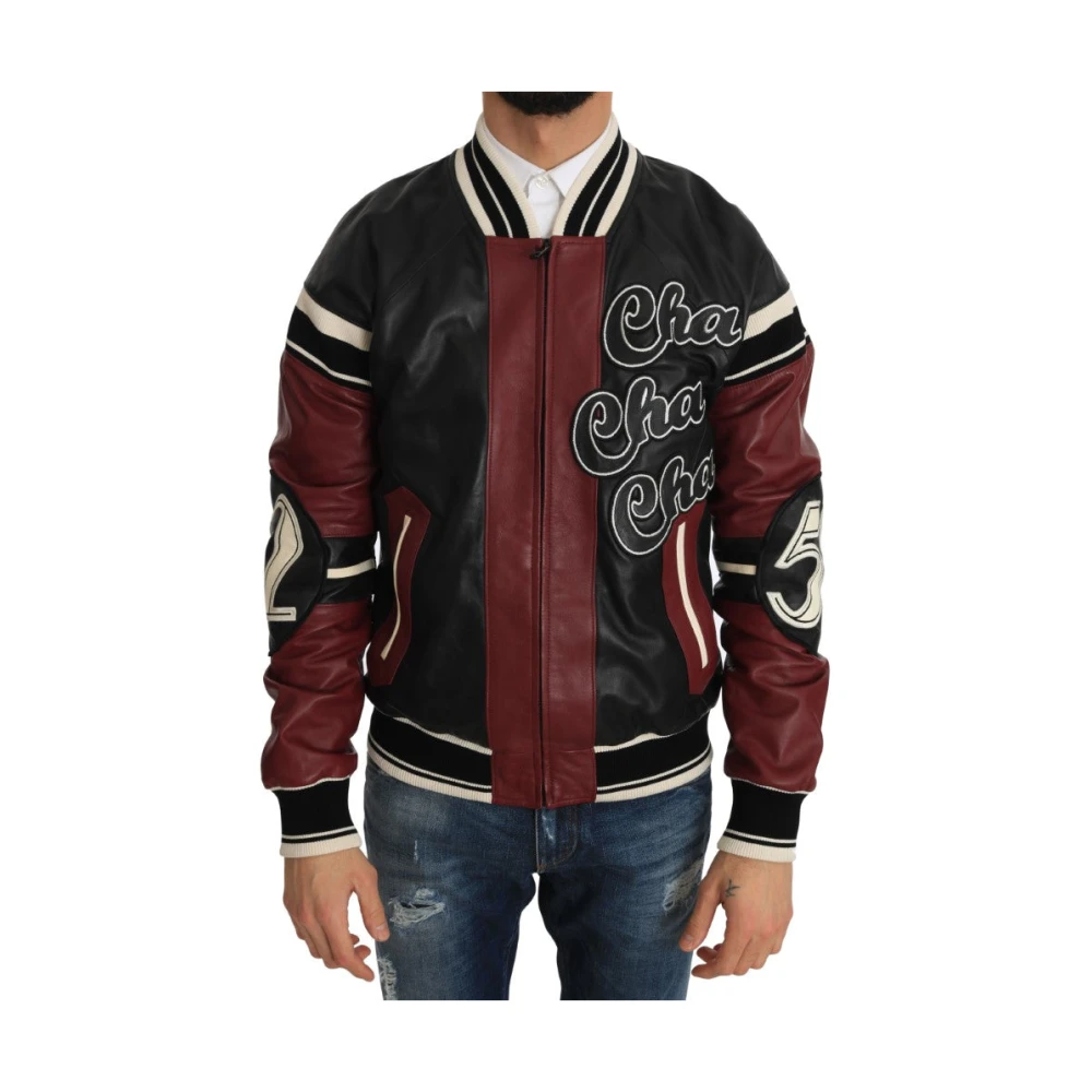 Dolce & Gabbana Men's Multicolor Bomber Jackets, Xs, Luxury Sheepskin Leather Bomber Jacket