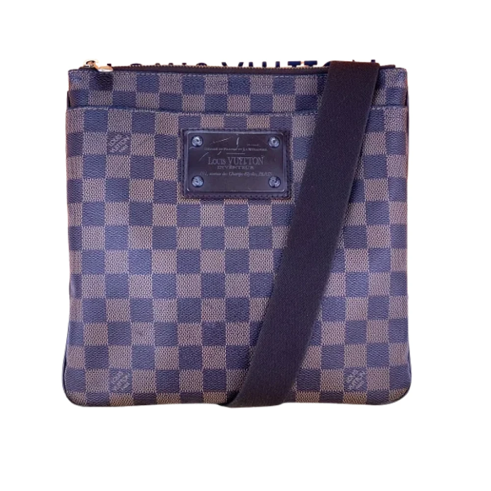 Louis Vuitton Vintage Äkta Louis Vuitton Damier Ebene Brooklyn Pochette Plate Messenger Väska Brown, Dam