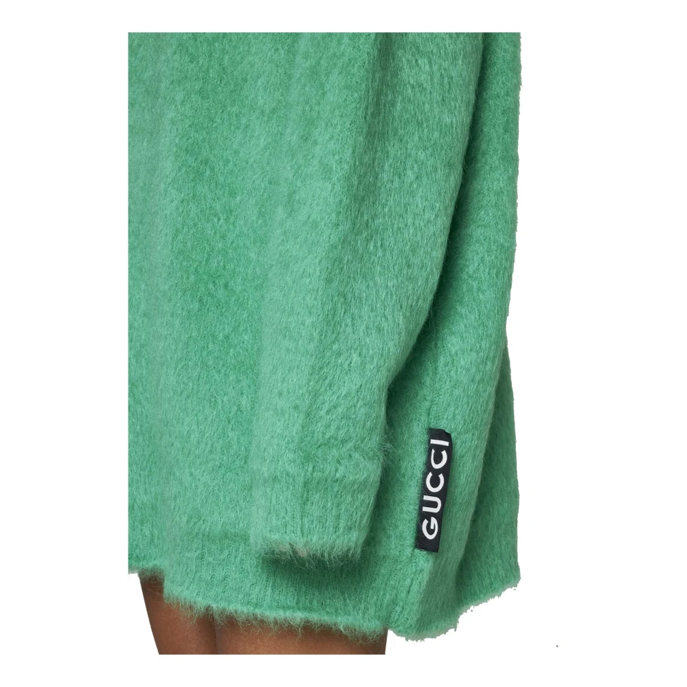 Gucci Mohair-Blend Mini Trui Jurk Green Dames