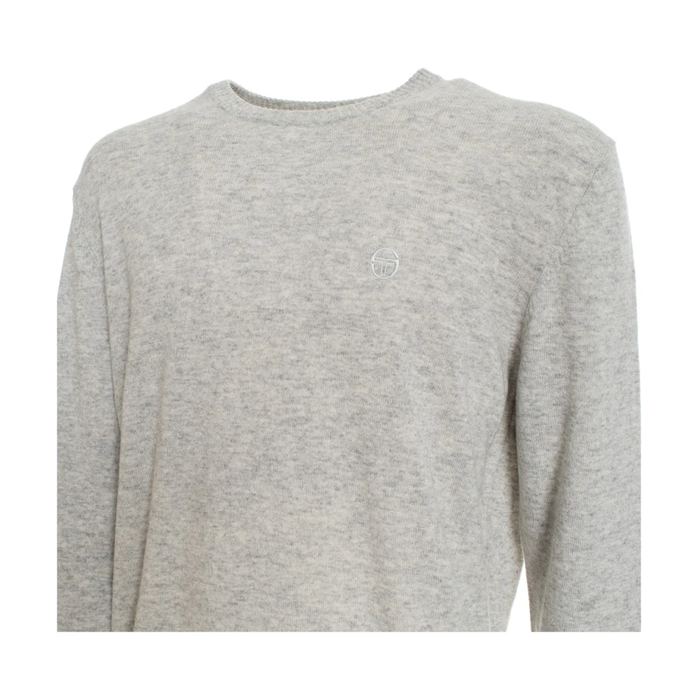 Sergio Tacchini Wollen trui met geribbelde boorden en zichtbaar logo Gray Heren