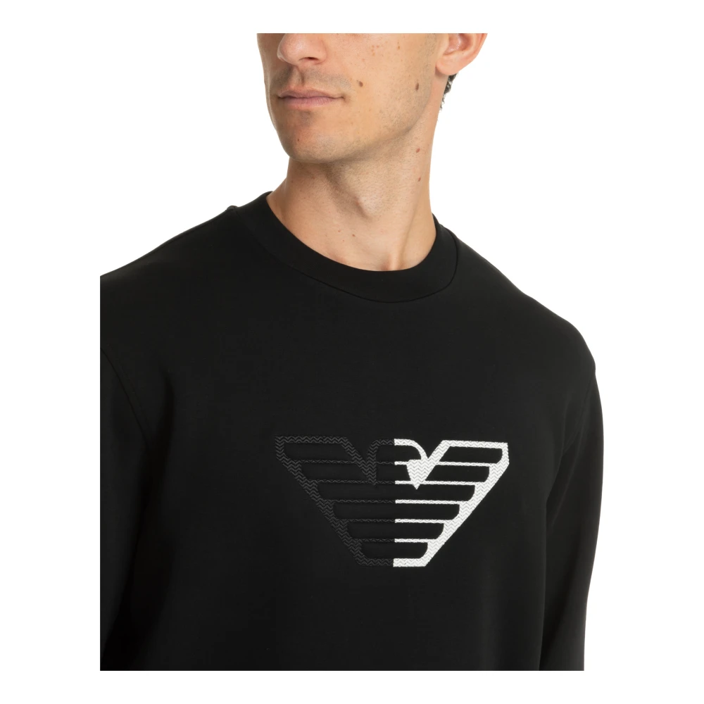 Emporio Armani Effen Logo Geborduurde Sweatshirt Black Heren