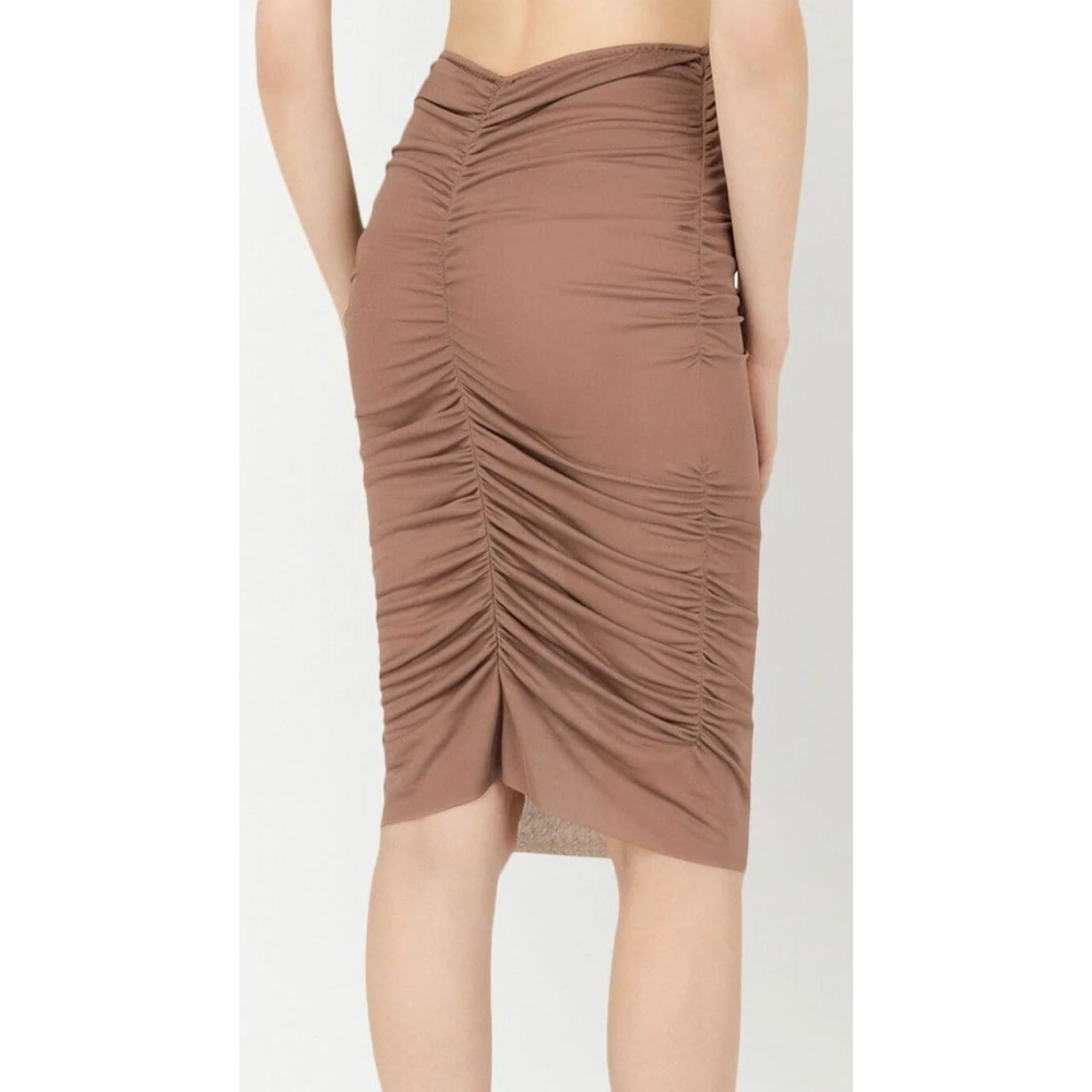 Dolce & Gabbana Stijlvolle Gedrapeerde Midi Rok Brown Dames