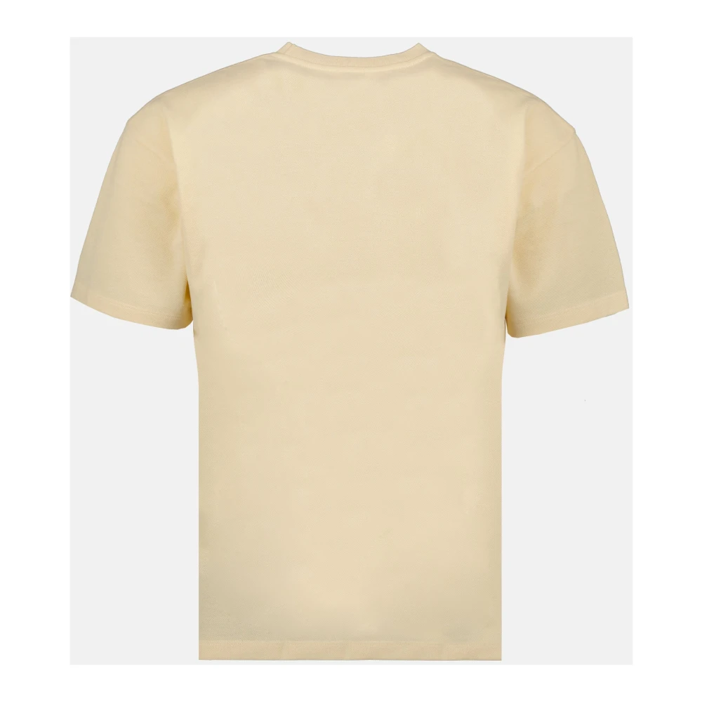 Saint Laurent T-shirt van katoen met korte mouwen en ronde hals Beige Heren