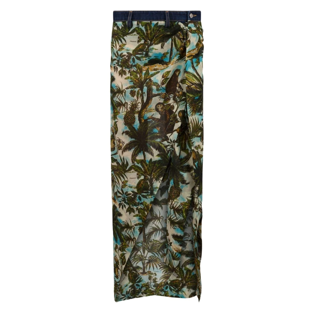 Dsquared2 Multicolor Monkey Business Long Denim Skirt - Female - Maxi Skirts - Xs - Skirts
