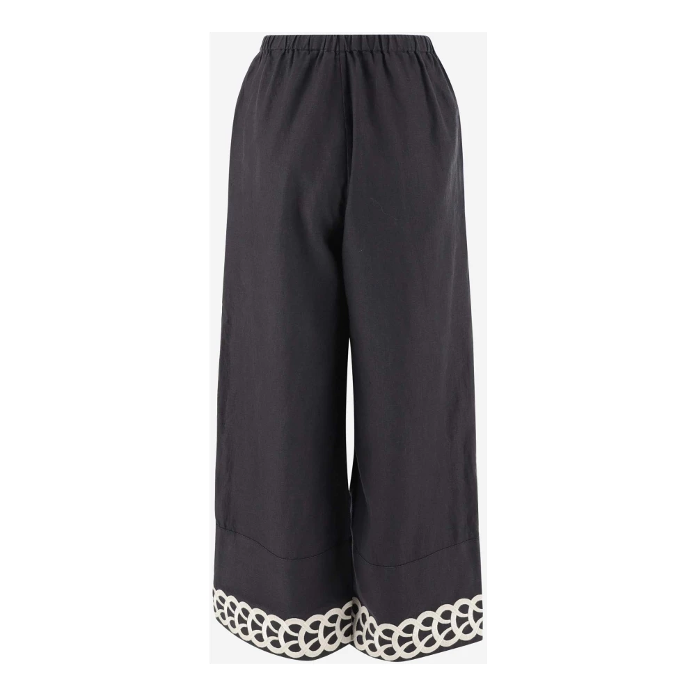 By Malene Birger Linnen broek met borduurwerk By Herenne Birger Black Dames