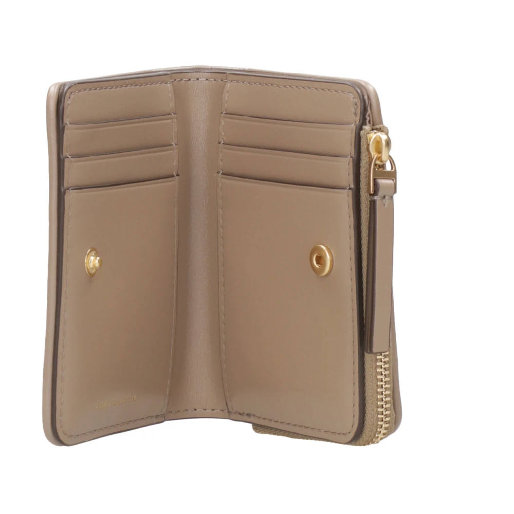 TORY BURCH Portemonnee van gewatteerd leer met dubbel T-logo Beige Dames