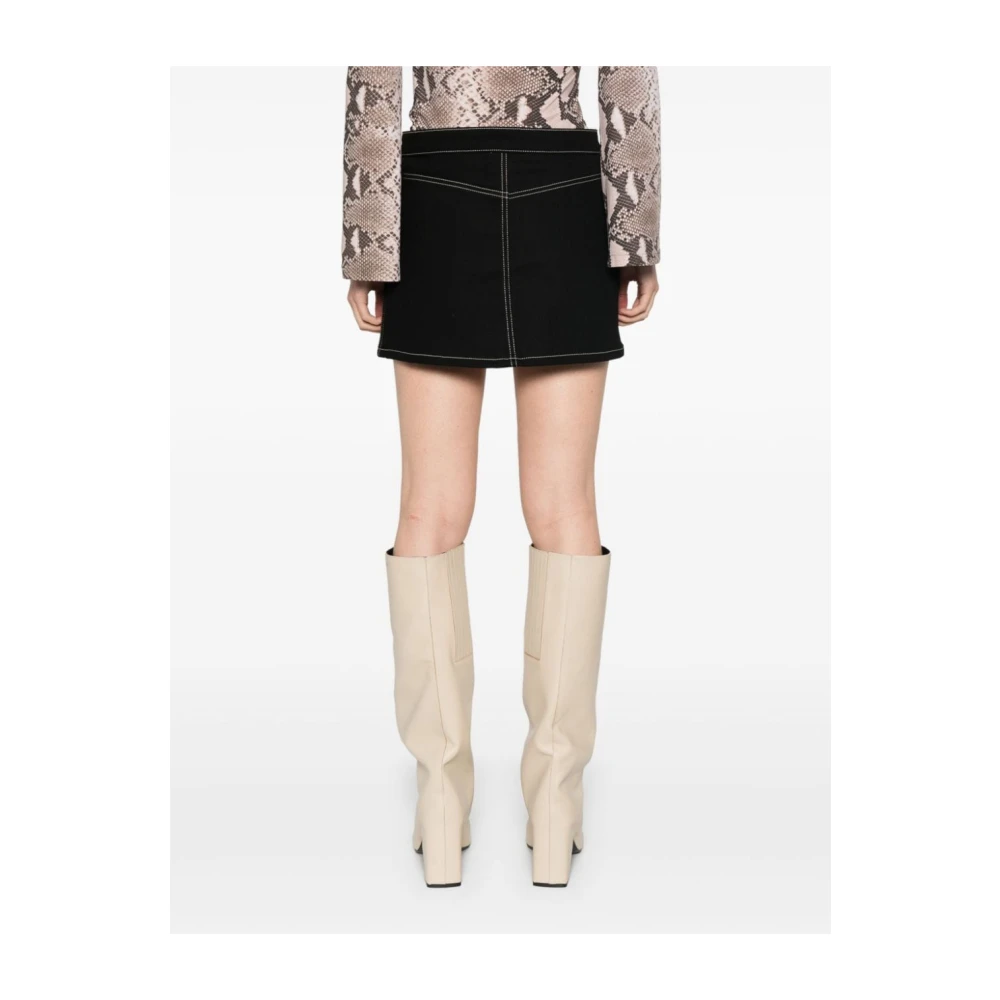 Courrèges Zwarte Denim Rok met Contraststiksels Black Dames
