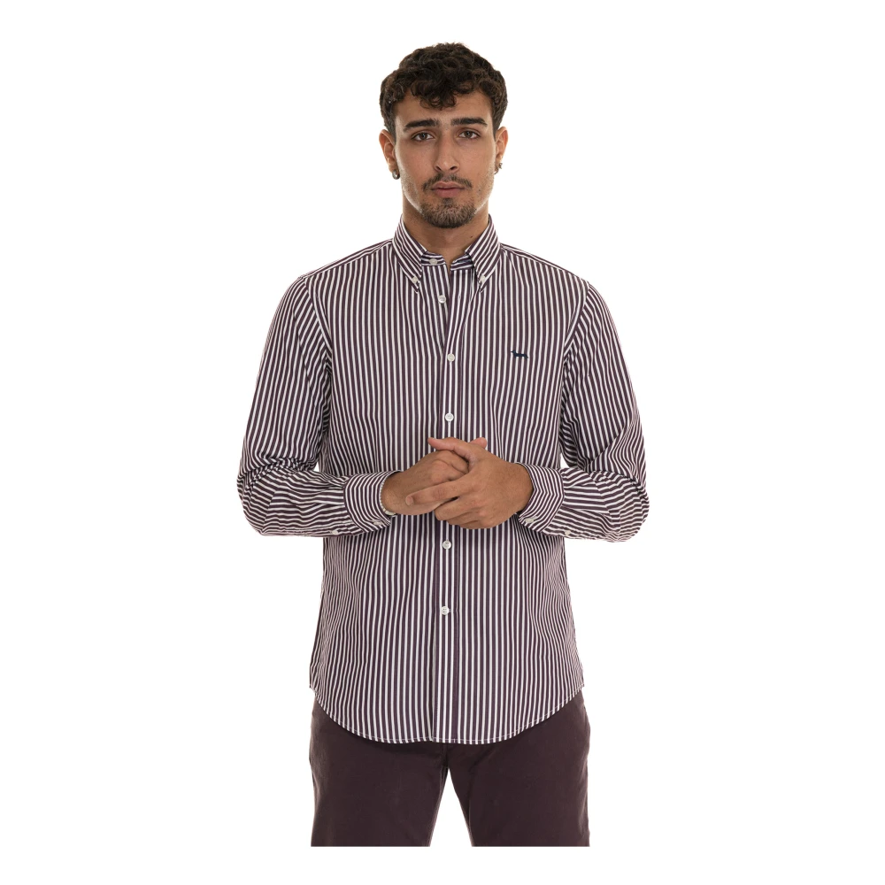 Harmont & Blaine Gestreept Katoenen Overhemd Purple Heren
