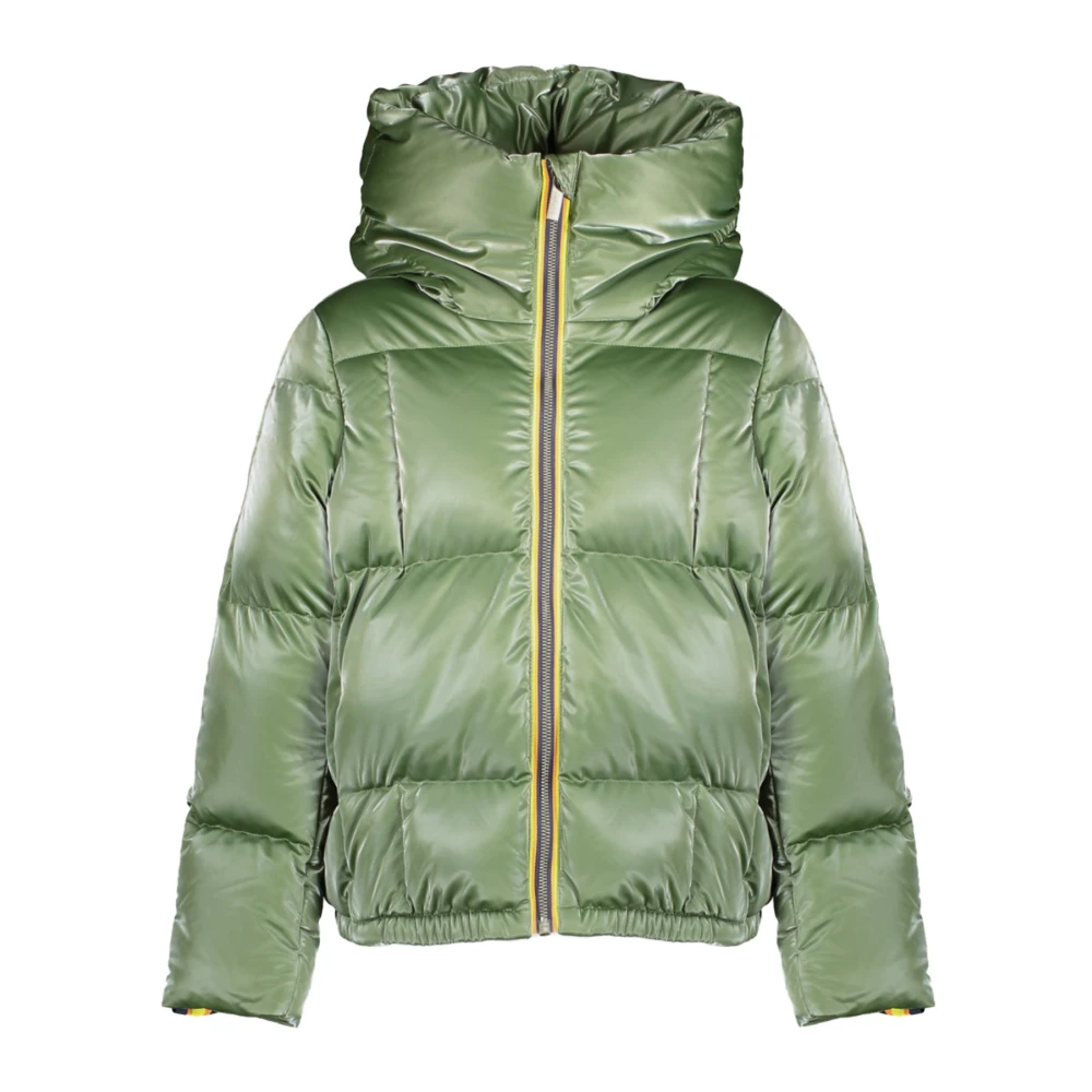 K-Way Unisex Green Hooded Jacket With Contrast Details