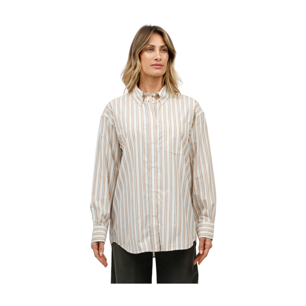 Aspesi Oversized Shirt met Knopenzakken Beige Dames