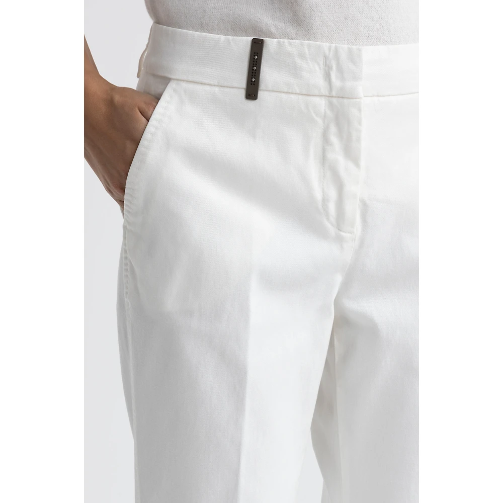 PESERICO Iconische 4718 katoen zijde gabardine en tencel broek White Dames
