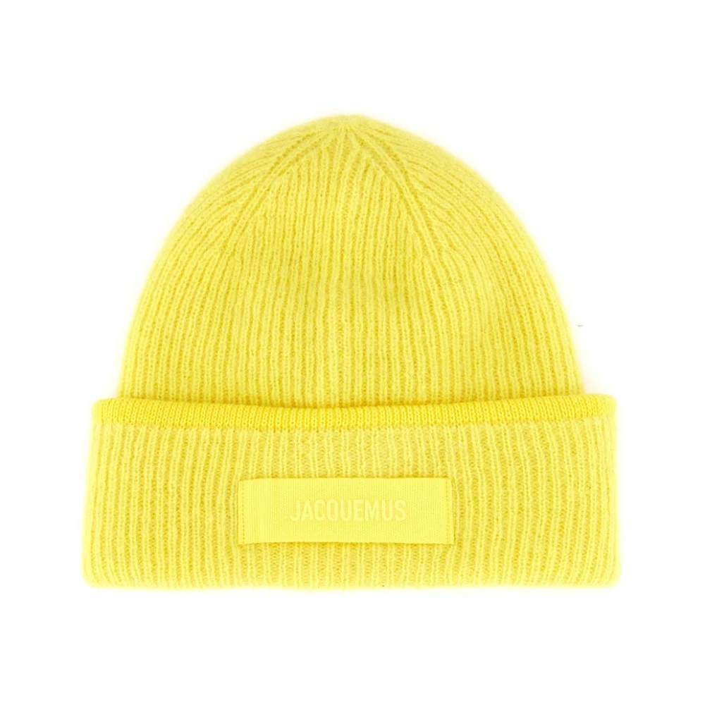 Jacquemus Gele Wollen Blend Beanie Hoed Yellow Unisex