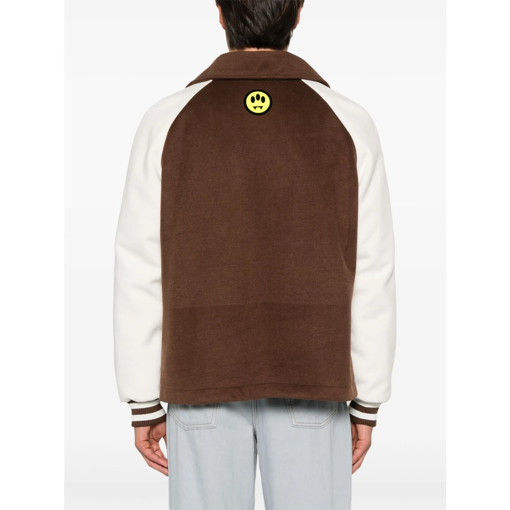 Barrow Beige Contrast Mouw Varsity Jas Brown Heren