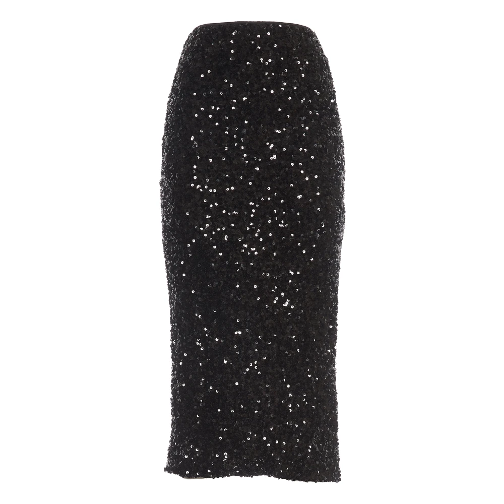 Rotate Birger Christensen Zwarte Sequin Midi Potloodrok Black Dames