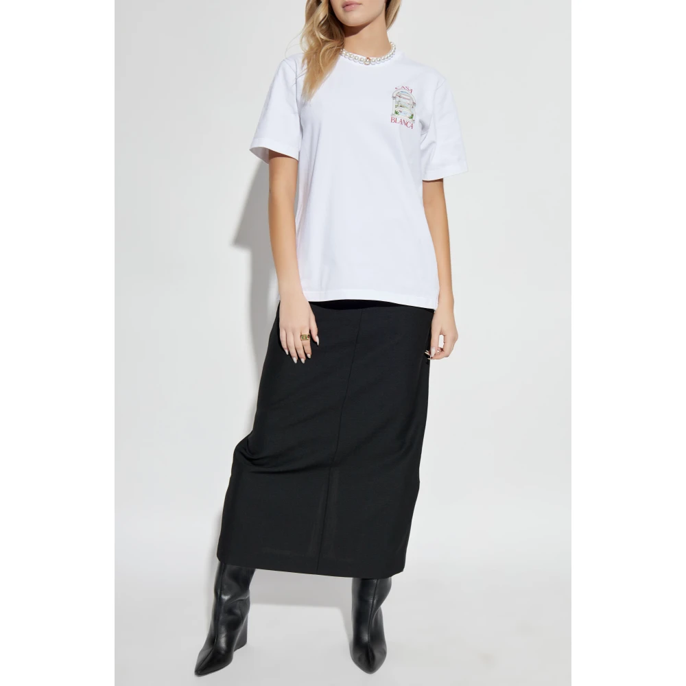 Casablanca Bedrukt T-shirt White Dames