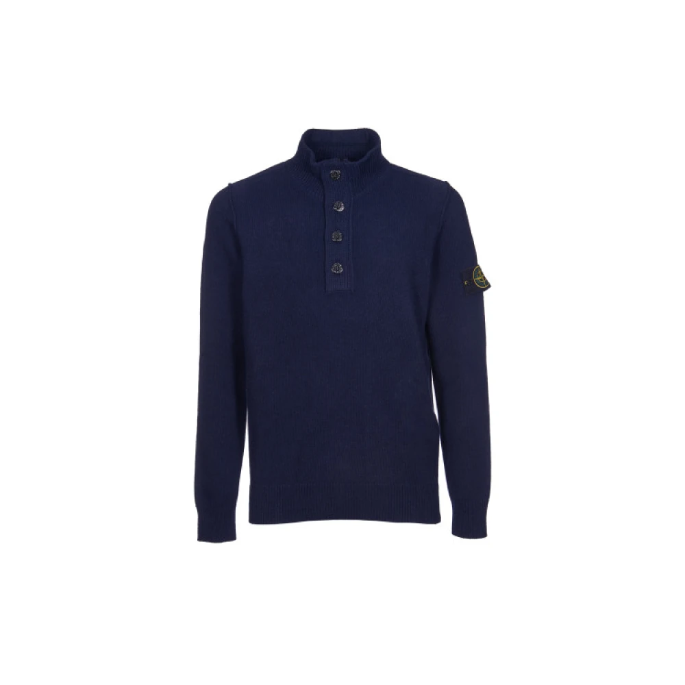 Stone Island Half-Zip Hoge Hals Pullover Blue Heren