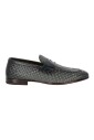 chaussures-plates-vertes-en-cuir-tisse-a-la-main