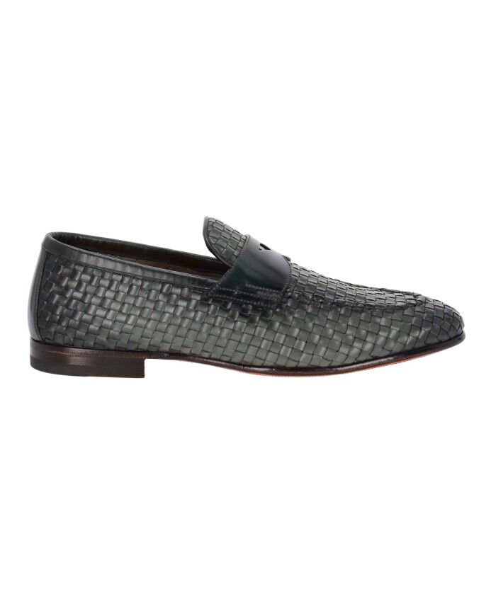 chaussures-plates-vertes-en-cuir-tisse-a-la-main