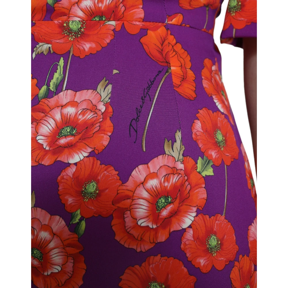 Dolce & Gabbana Levendig Bloemig Charmeuse Jurk Multicolor Dames