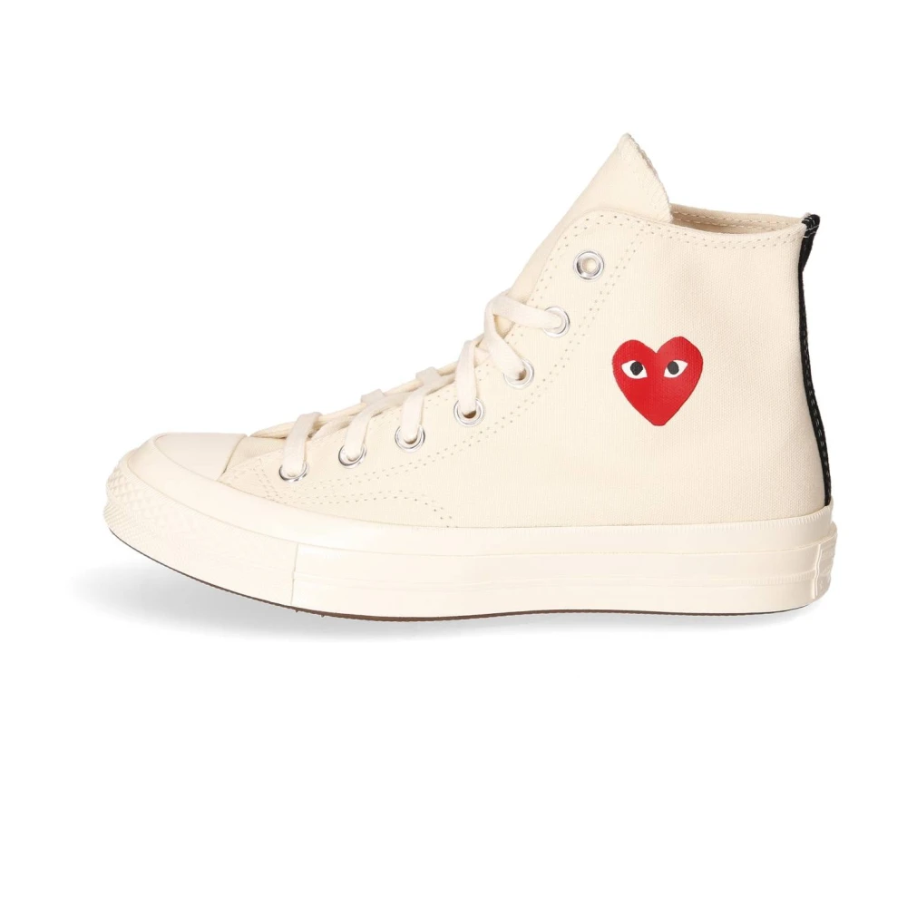 Comme Des Garçons Play Men's White Sneakers, 7 Uk, Hoher Canvas Sneaker
