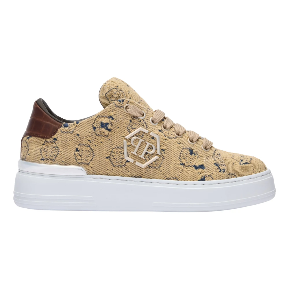 Philipp Plein Lo-Top Sneakers Monogram unisex Schoenen Bruin